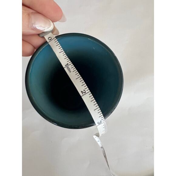 Vintage Art Glass Vase Hand Blown Blue Green Brown Swirl -Collectible JL - Picture 8 of 8